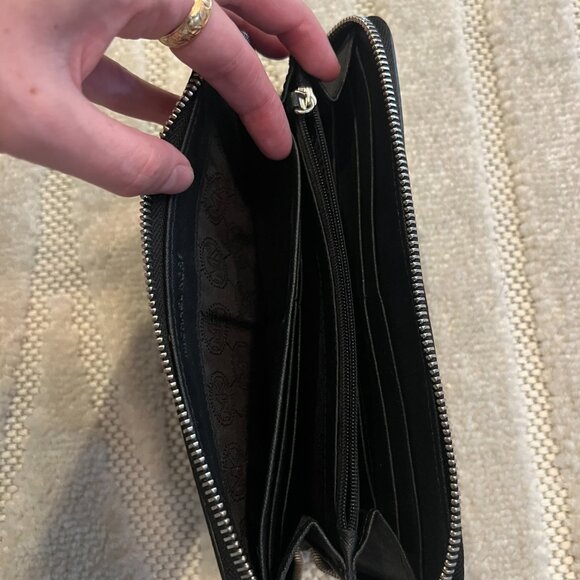 Michael Kors Black + White Large Leather Houndstooth Wallet w/ Silver Hardware - Picture 7 of 7